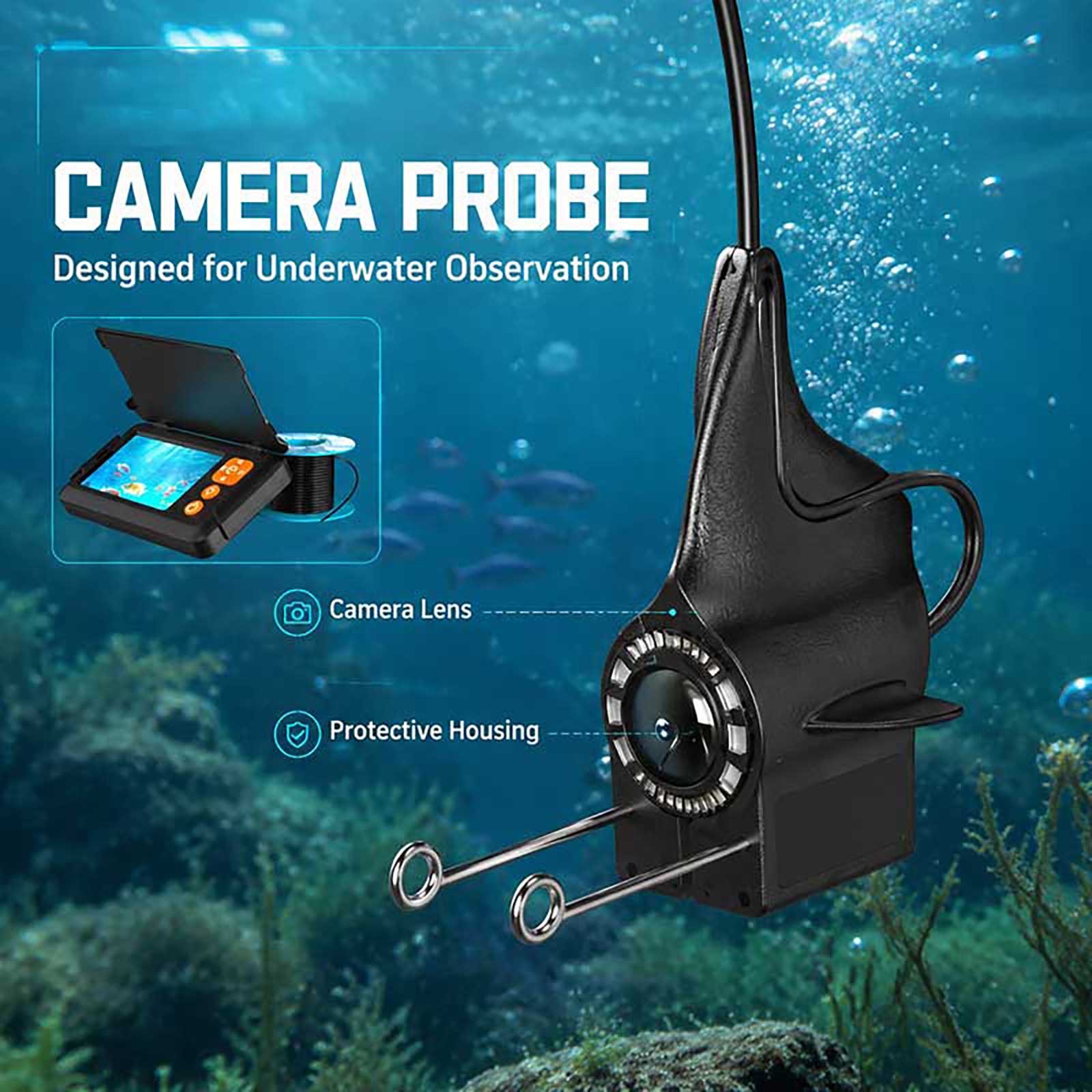 1080P HD魚群探知機水中カメラモニター ナイトビジョン - Fishing Boat Depth Finder のレビューと価格