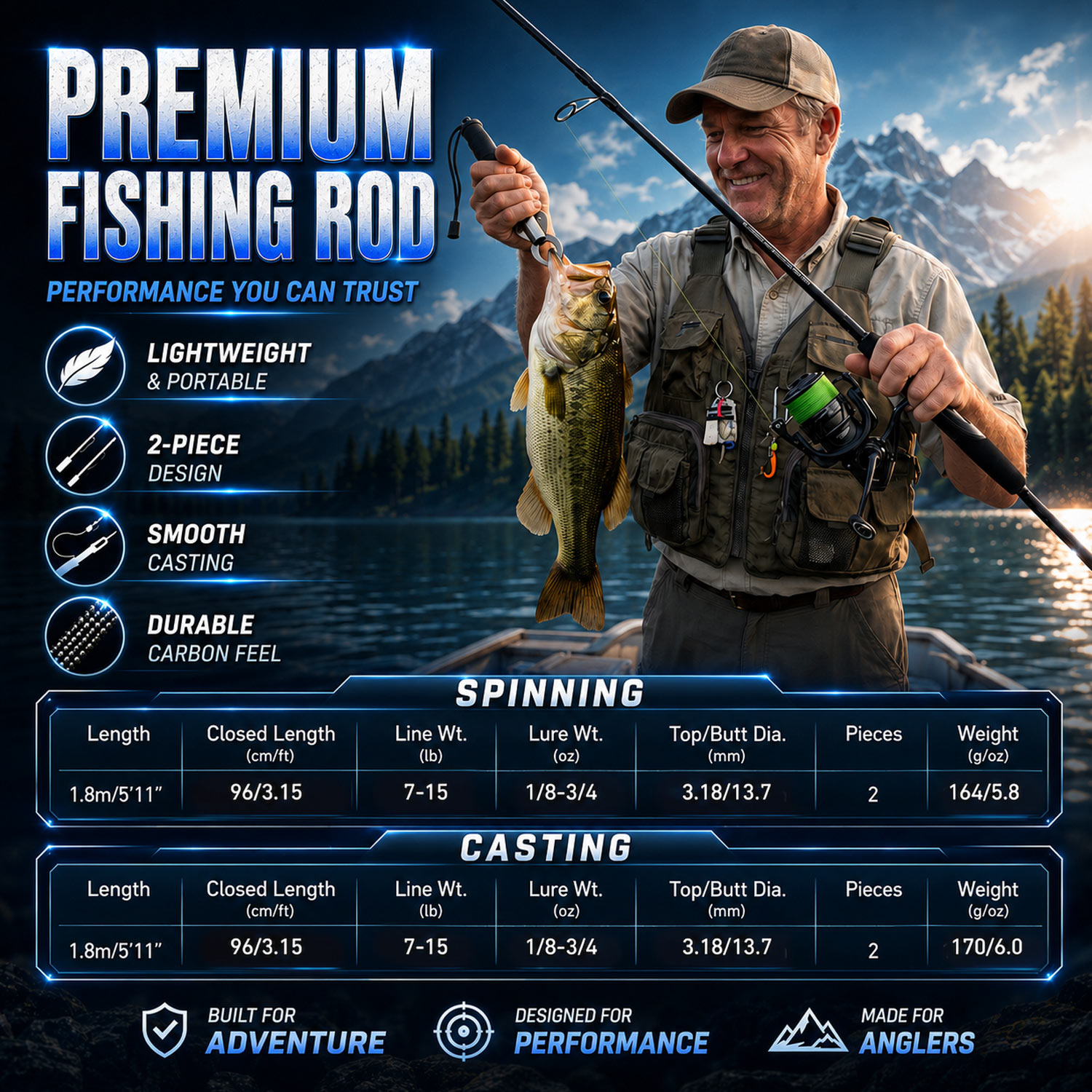 ソウゲイラン 1.8m 釣り竿 ファイバーグラス複合スピニン - Fishing Boat Fiberglass のレビューと価格